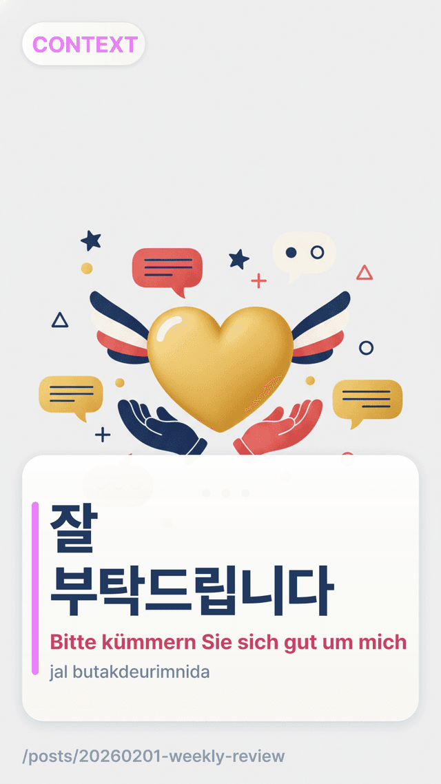 잘 부탁드립니다 - Bitte kümmern Sie sich gut um mich