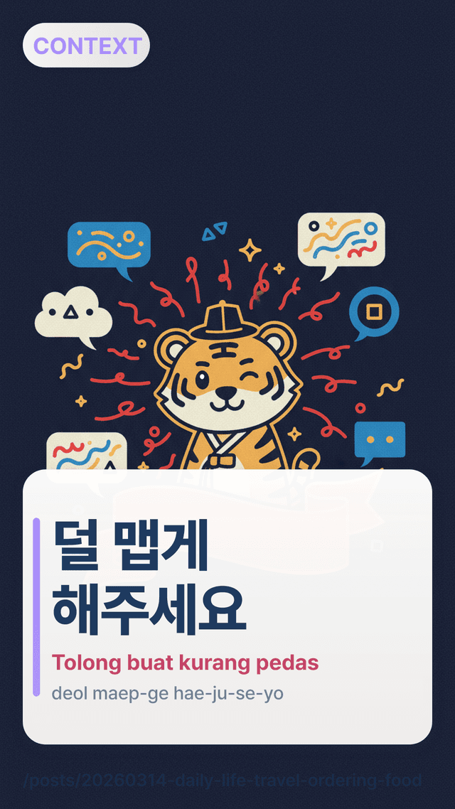 덜 맵게 해주세요 - Tolong buat kurang pedas